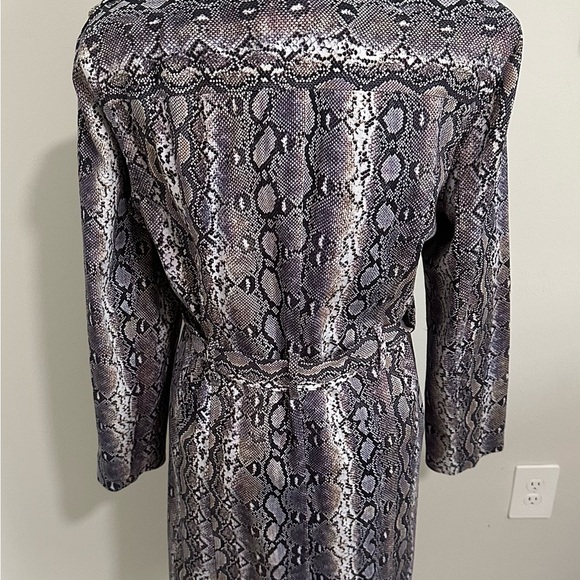 Michael Michael Kors Cotton Trench Snake Print Lined Coat Belted Button Front - Picture 5 of 10